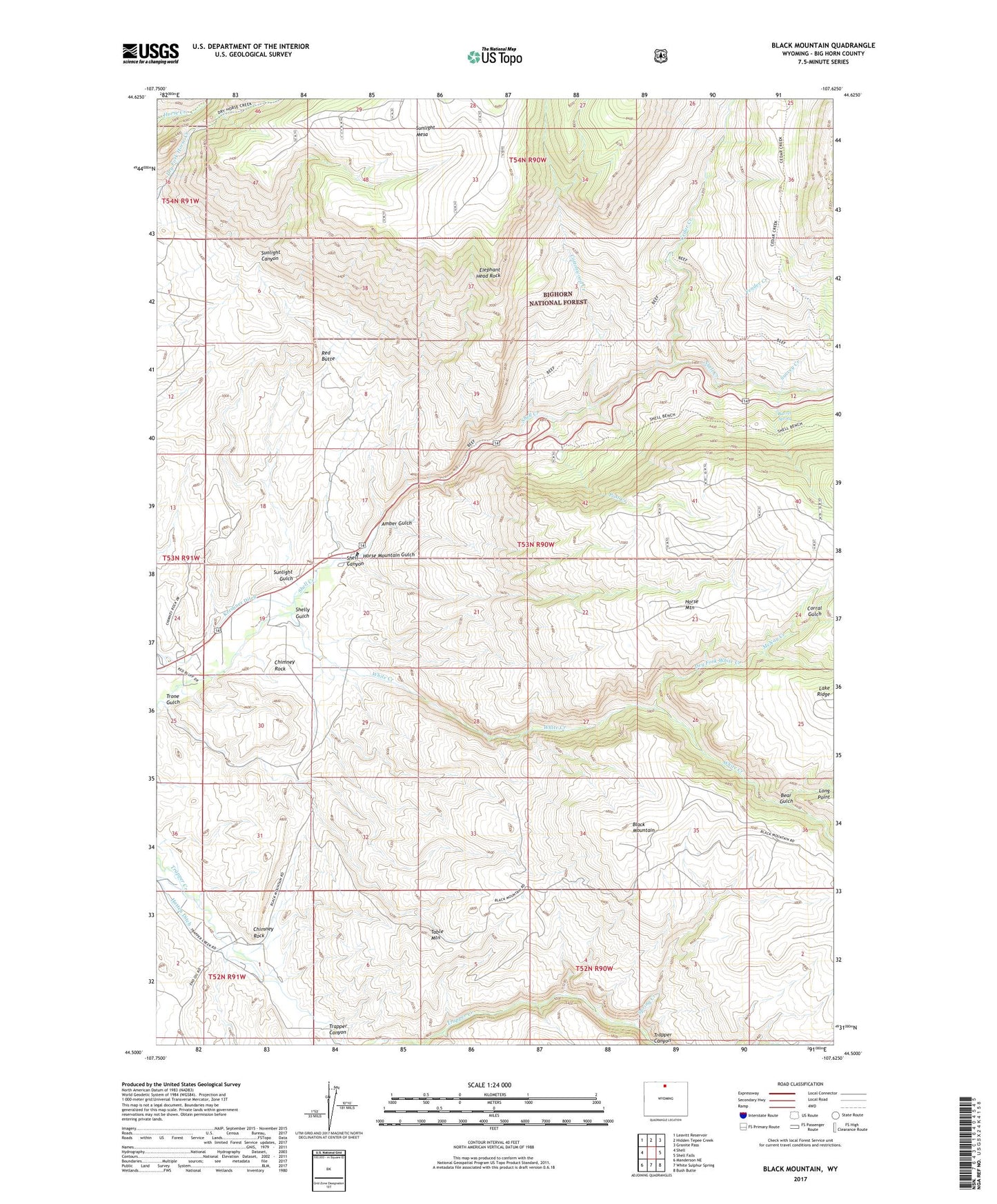 Black Mountain Wyoming US Topo Map Image