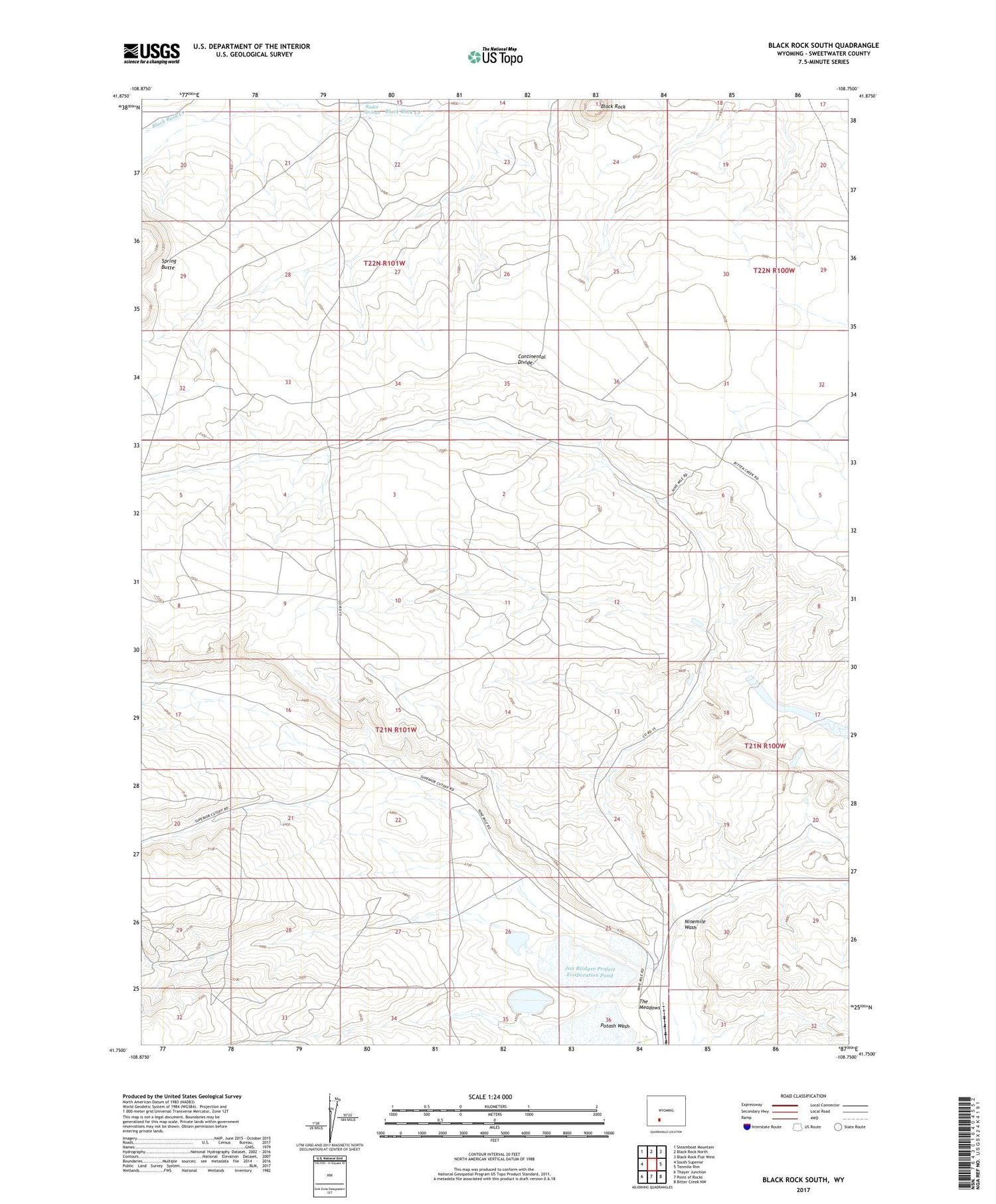 Black Rock South Wyoming US Topo Map Image