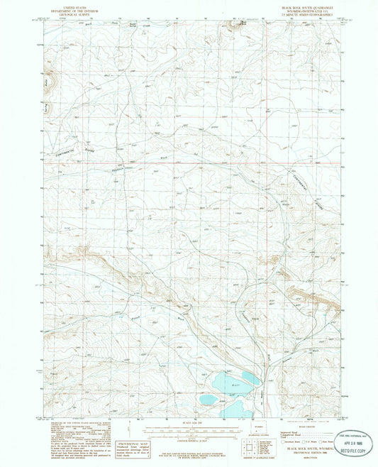 Classic USGS Black Rock South Wyoming 7.5'x7.5' Topo Map Image