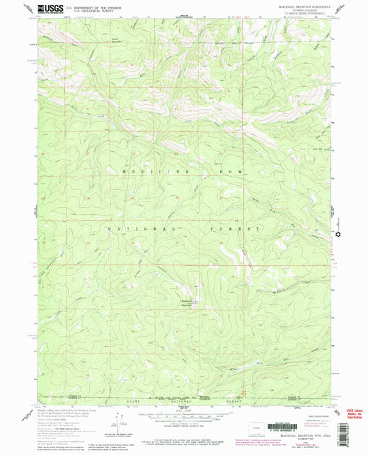 Classic USGS Blackhall Mountain Wyoming 7.5'x7.5' Topo Map Image