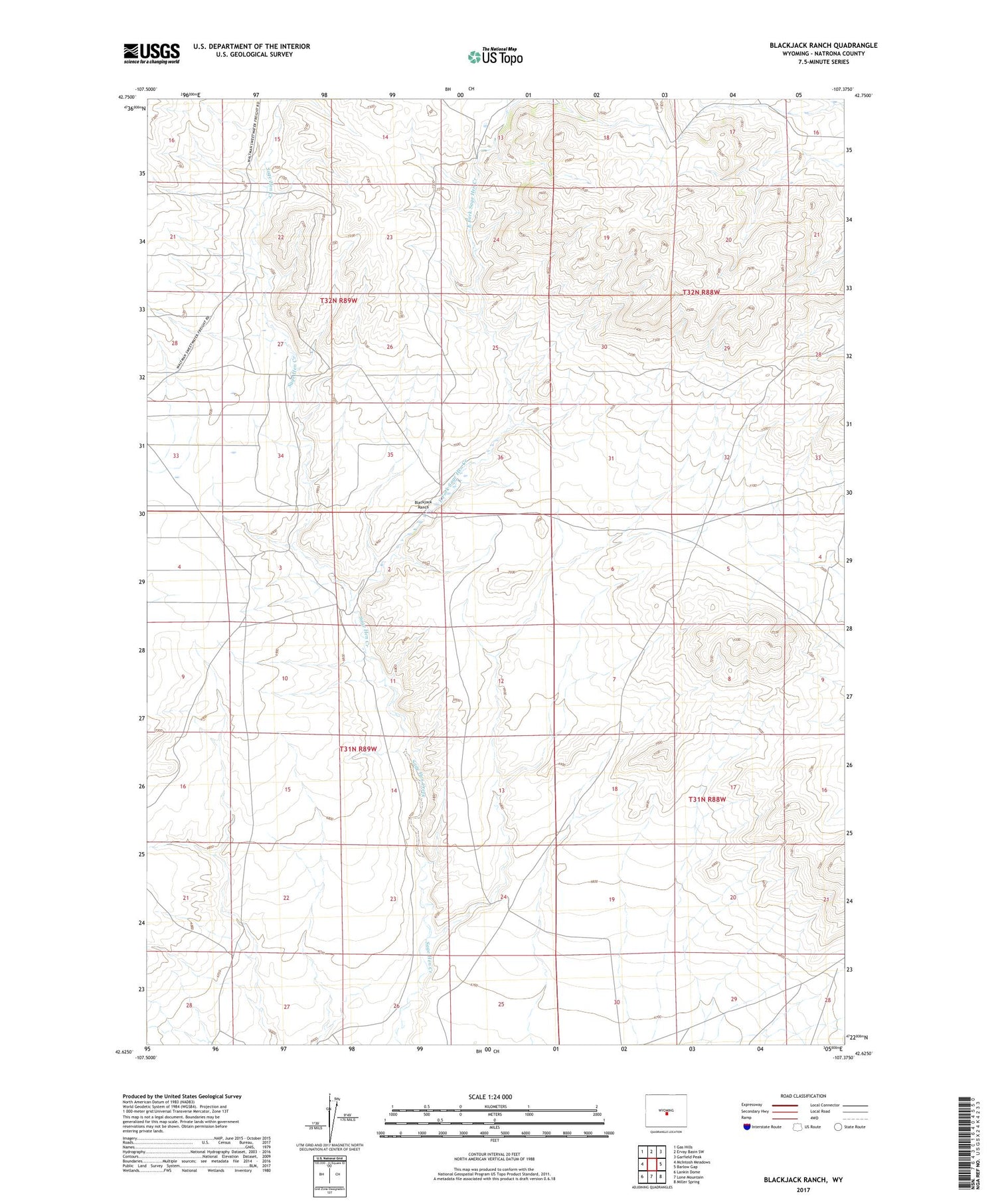 Blackjack Ranch Wyoming US Topo Map Image