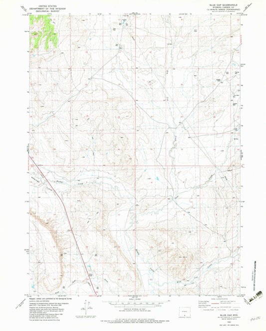 Classic USGS Blue Gap Wyoming 7.5'x7.5' Topo Map Image