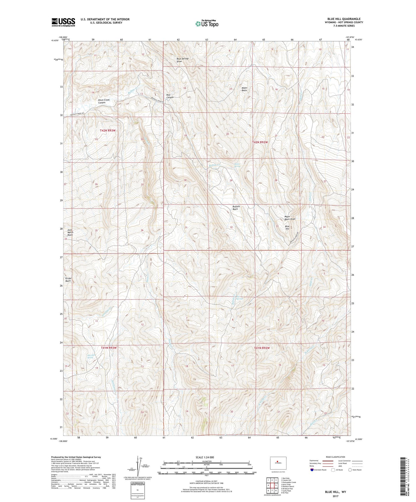 Blue Hill Wyoming US Topo Map Image