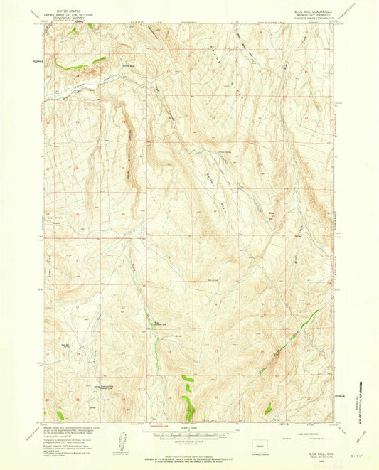 Classic USGS Blue Hill Wyoming 7.5'x7.5' Topo Map Image