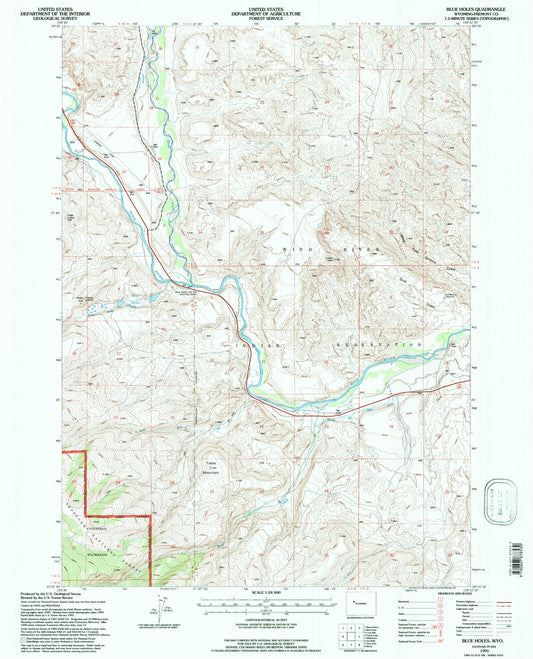 Classic USGS Blue Holes Wyoming 7.5'x7.5' Topo Map Image