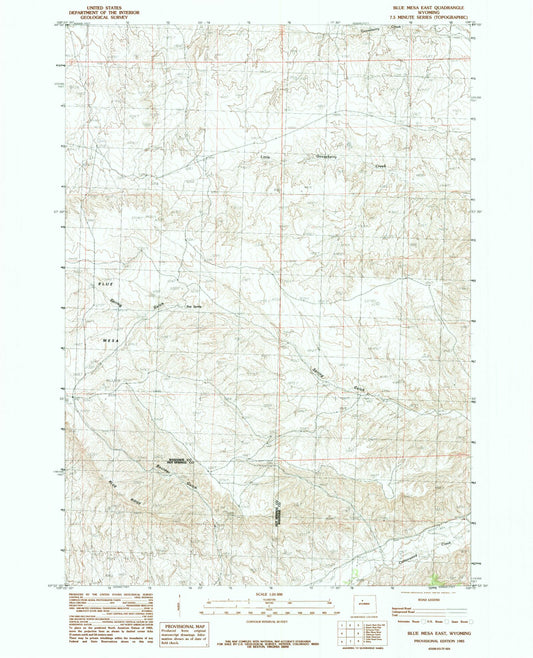 Classic USGS Blue Mesa East Wyoming 7.5'x7.5' Topo Map Image