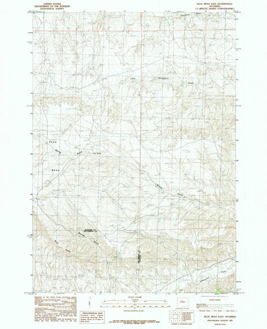 Classic USGS Blue Mesa East Wyoming 7.5'x7.5' Topo Map Image