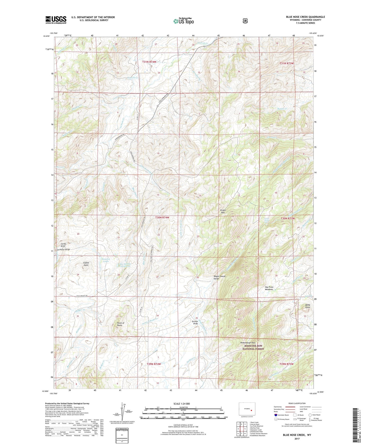 Blue Nose Creek Wyoming US Topo Map Image