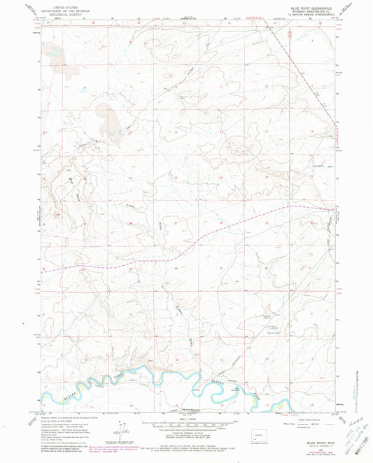 Classic USGS Blue Point Wyoming 7.5'x7.5' Topo Map Image