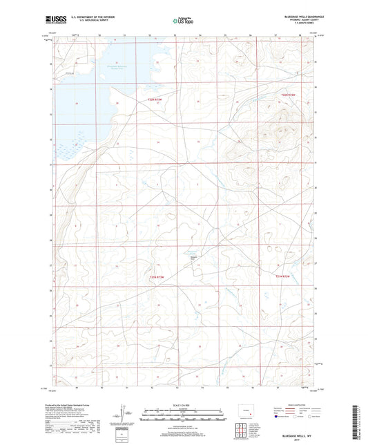 Bluegrass Wells Wyoming US Topo Map Image