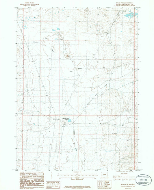 Classic USGS Boars Tusk Wyoming 7.5'x7.5' Topo Map Image