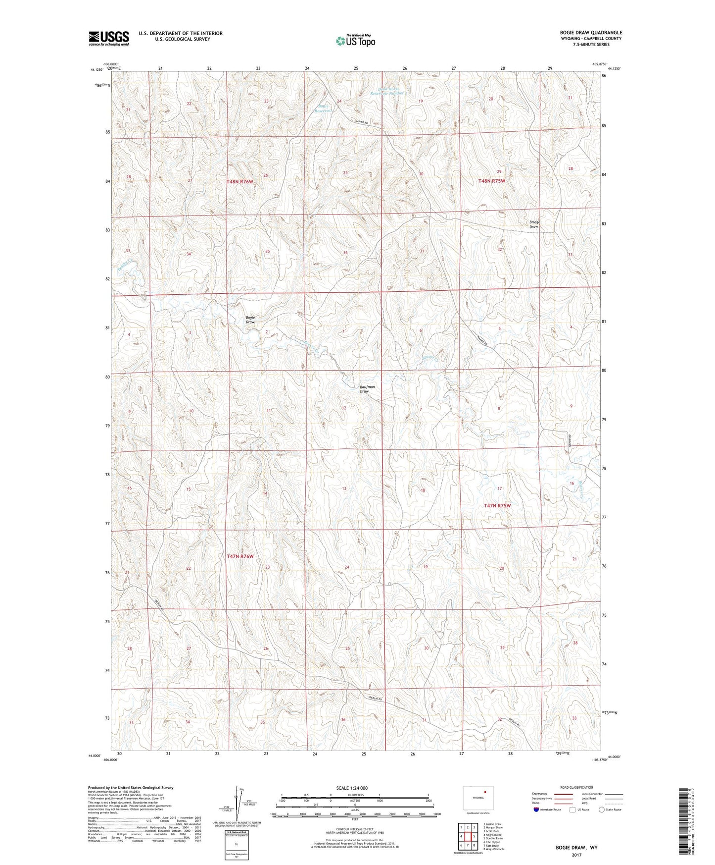Bogie Draw Wyoming US Topo Map Image