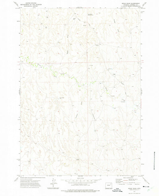 Classic USGS Bogie Draw Wyoming 7.5'x7.5' Topo Map Image