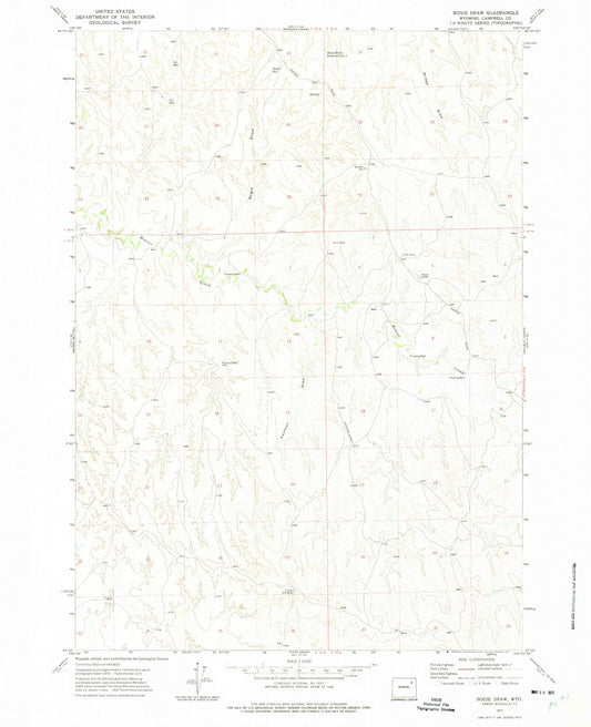 Classic USGS Bogie Draw Wyoming 7.5'x7.5' Topo Map Image