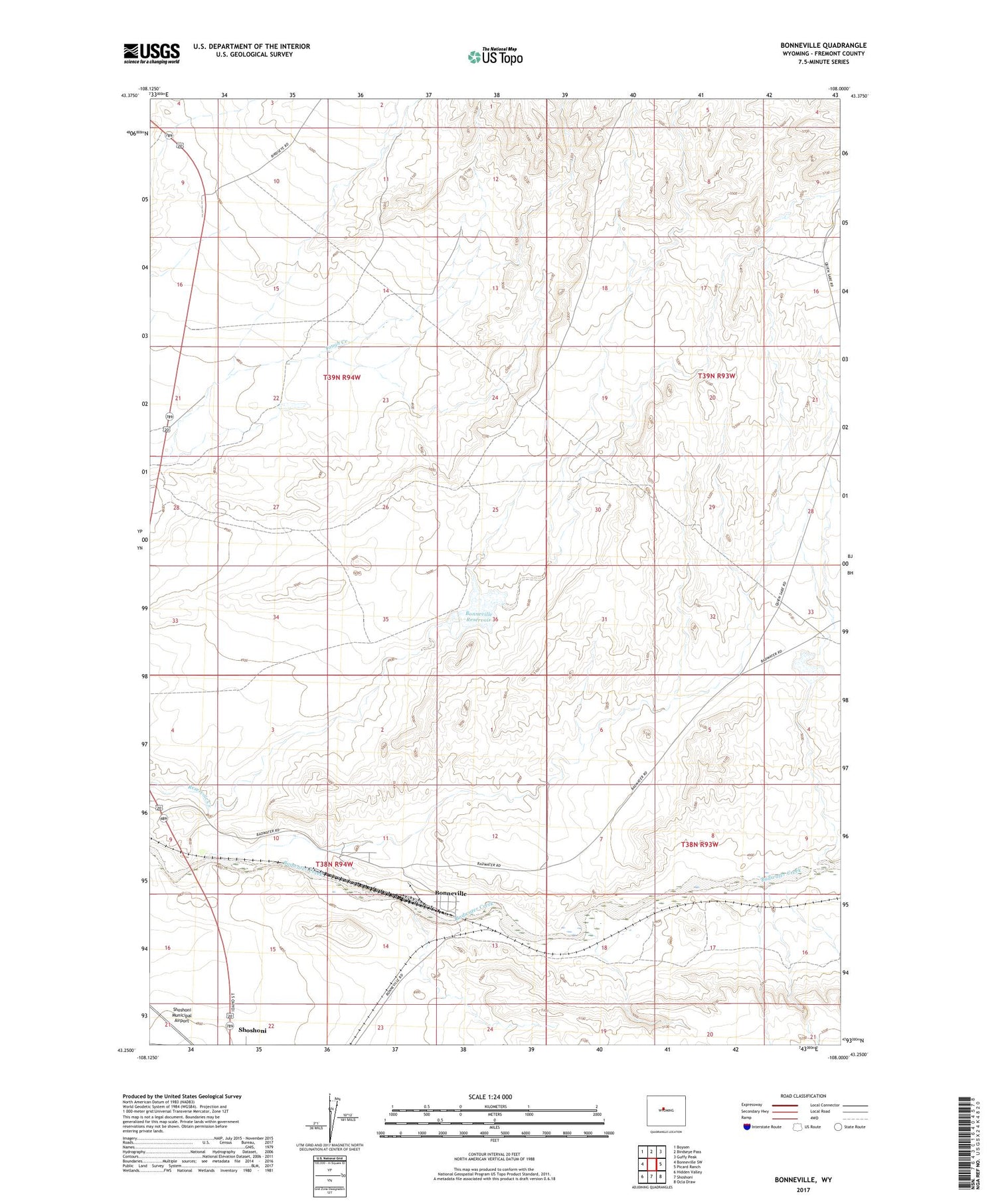 Bonneville Wyoming US Topo Map Image