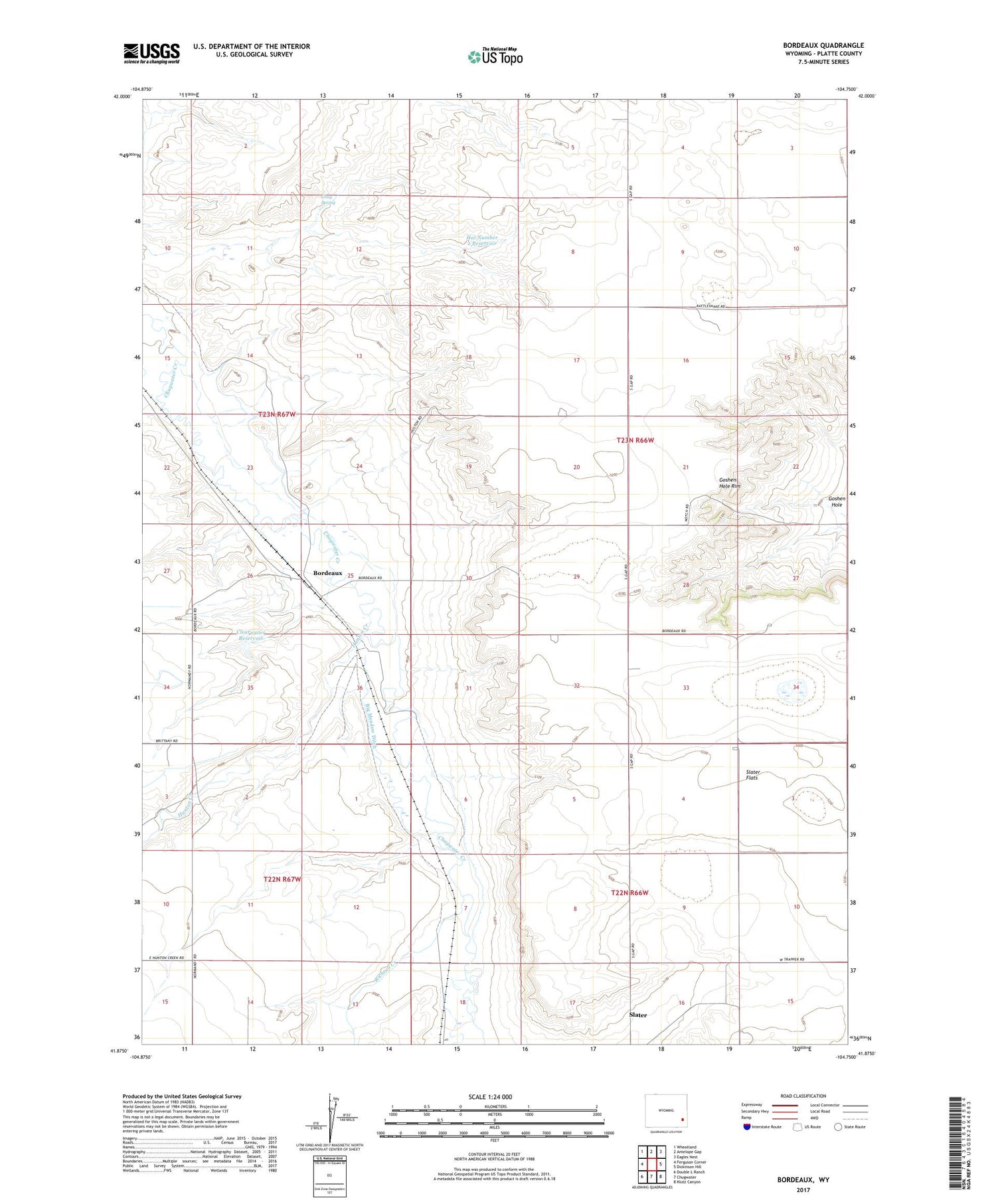 Bordeaux Wyoming US Topo Map Image