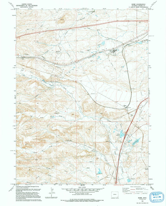 Classic USGS Borie Wyoming 7.5'x7.5' Topo Map Image