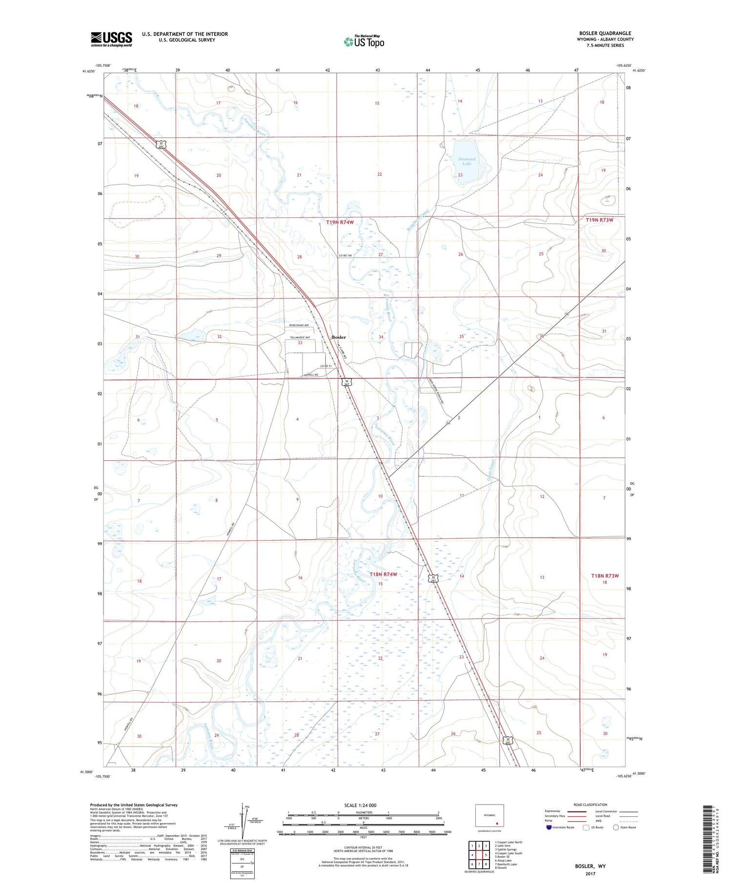 Bosler Wyoming US Topo Map Image