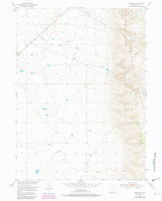 Classic USGS Bosler SE Wyoming 7.5'x7.5' Topo Map Image