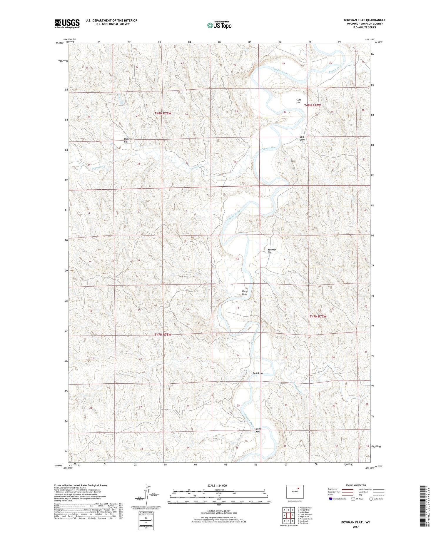 Bowman Flat Wyoming US Topo Map Image