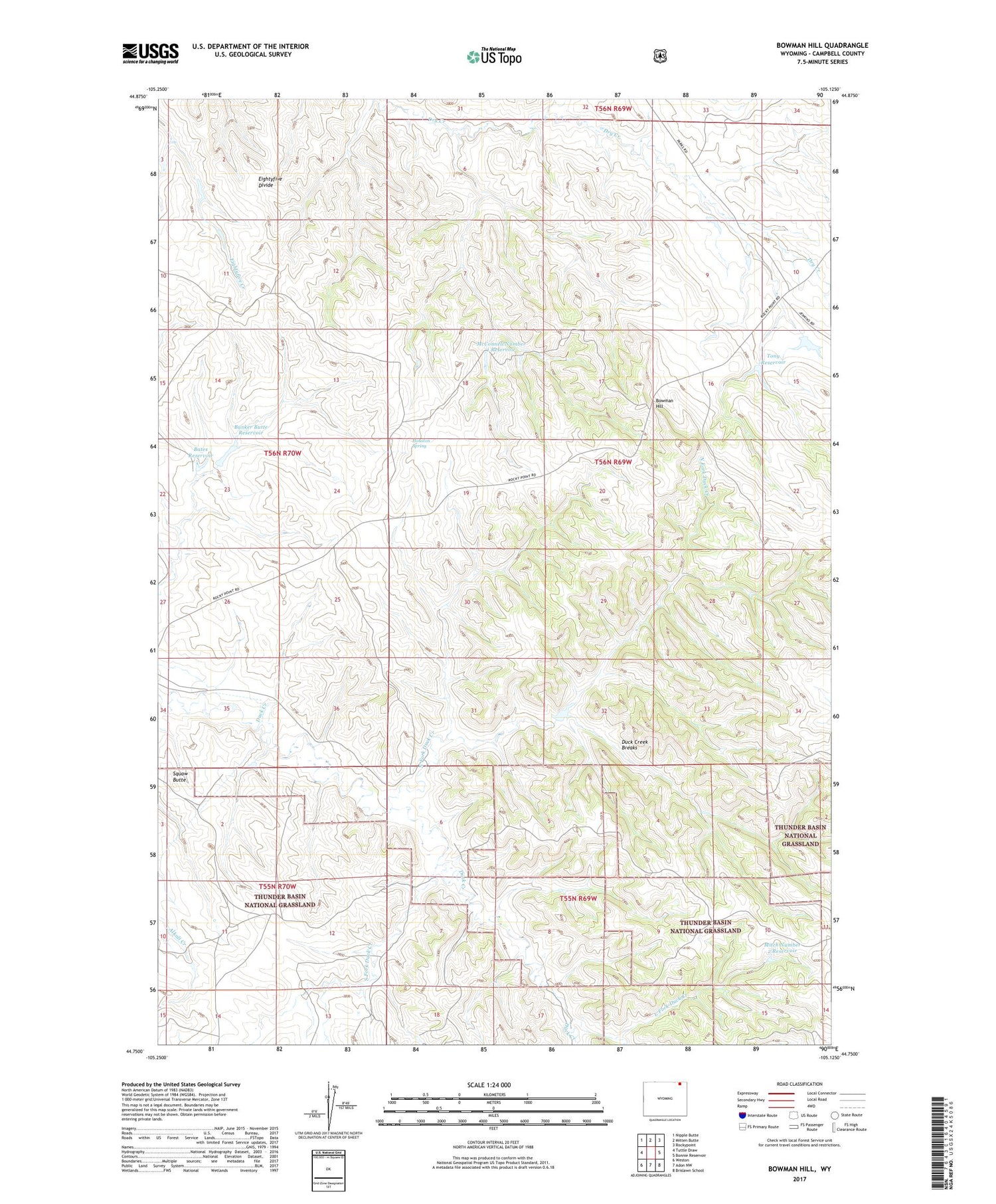 Bowman Hill Wyoming US Topo Map Image