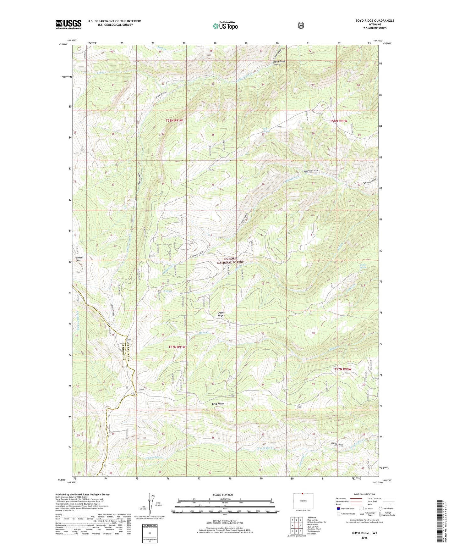 Boyd Ridge Wyoming US Topo Map Image