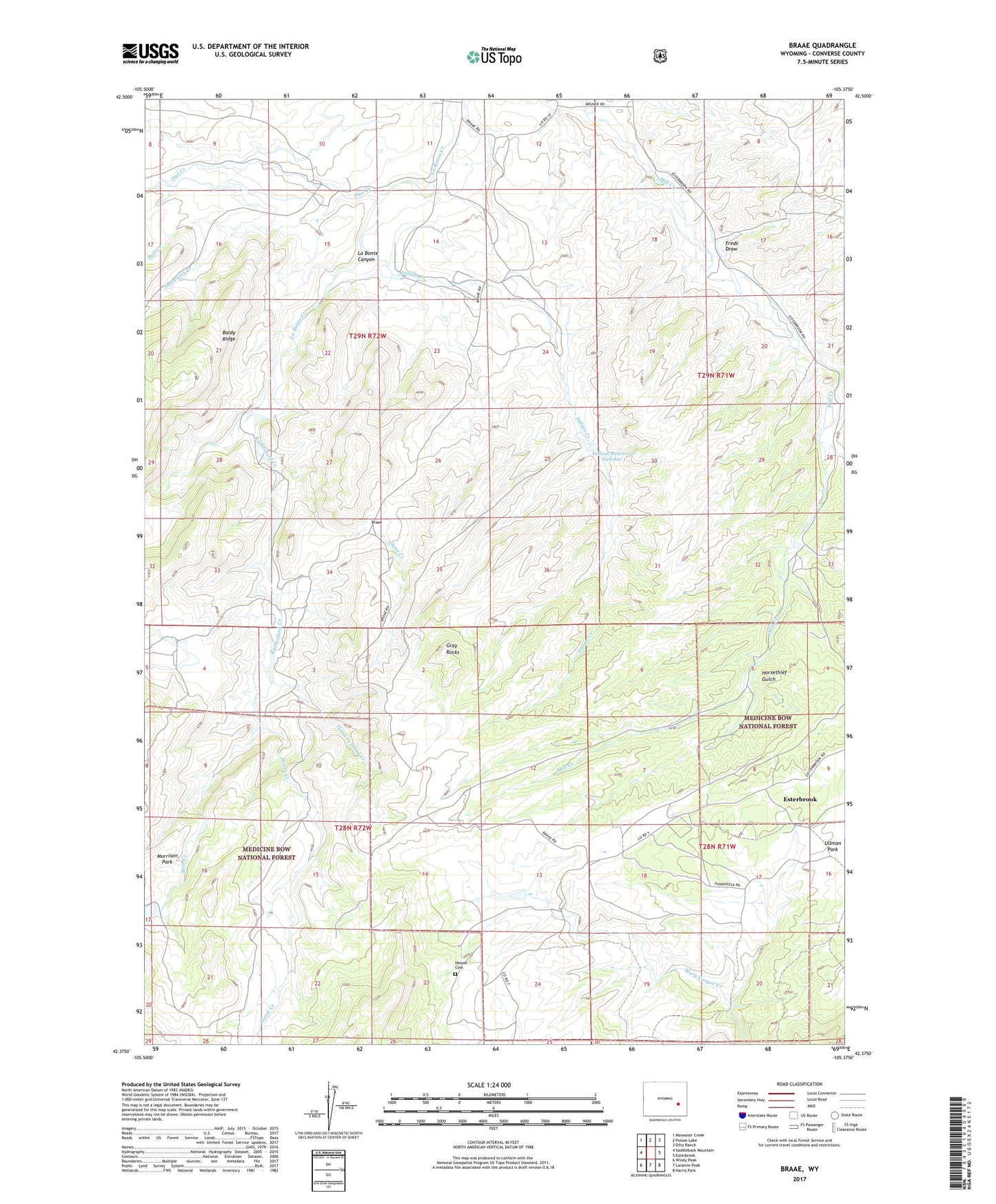 Braae Wyoming US Topo Map Image