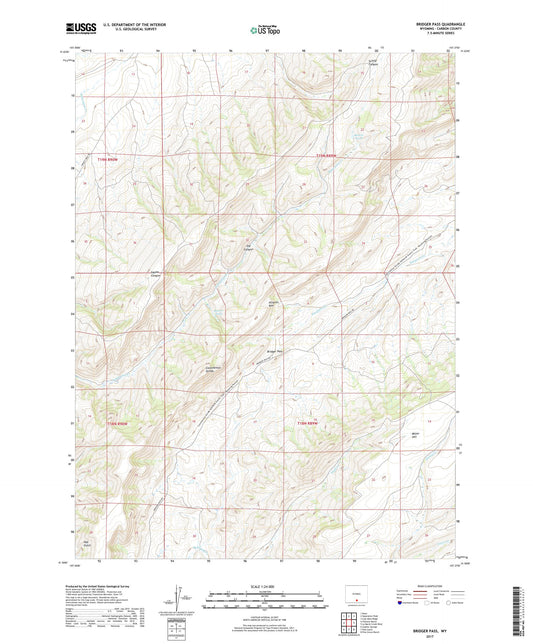Bridger Pass Wyoming US Topo Map Image