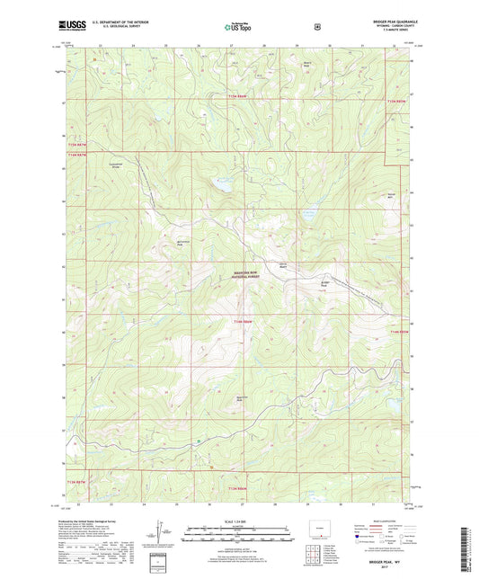 Bridger Peak Wyoming US Topo Map Image
