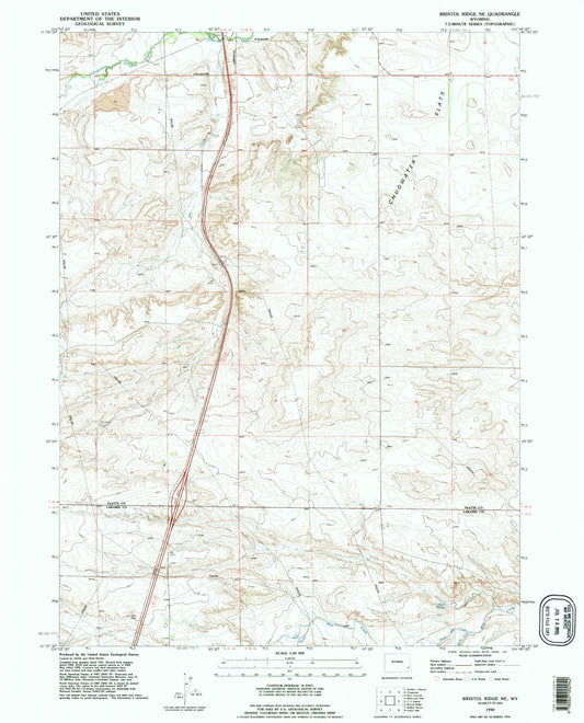 Classic USGS Bristol Ridge NE Wyoming 7.5'x7.5' Topo Map Image