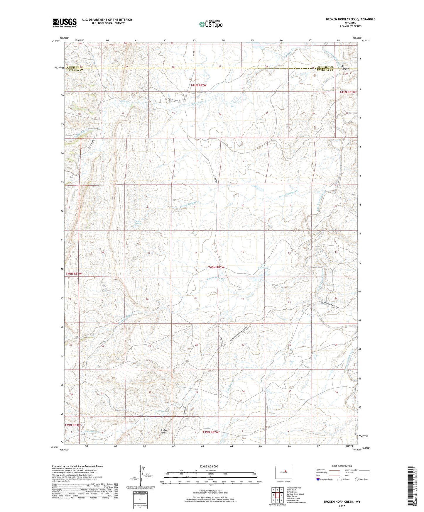 Broken Horn Creek Wyoming US Topo Map Image