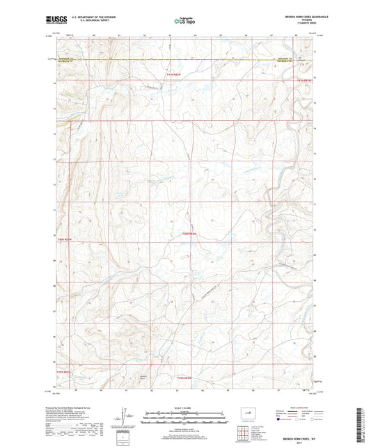 Broken Horn Creek Wyoming US Topo Map Image