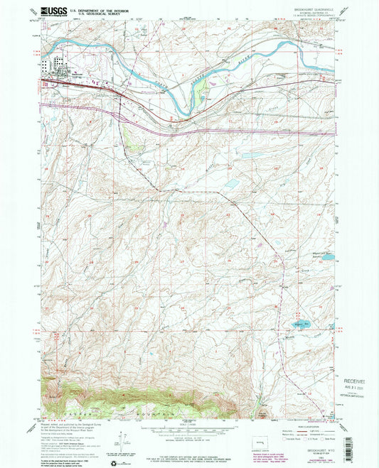 Classic USGS Brookhurst Wyoming 7.5'x7.5' Topo Map Image