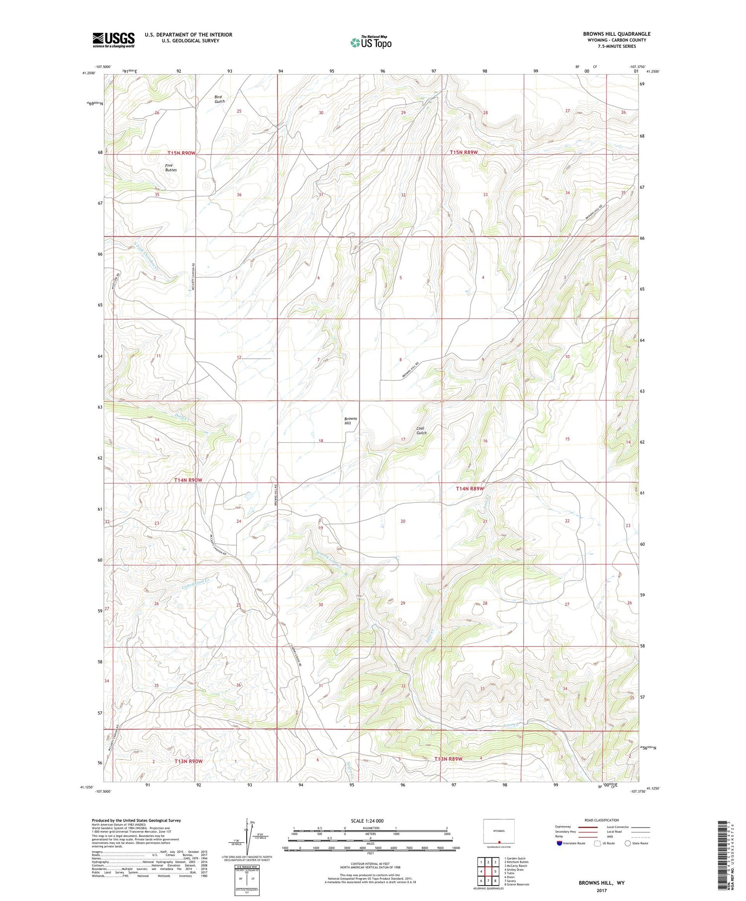 Browns Hill Wyoming US Topo Map Image