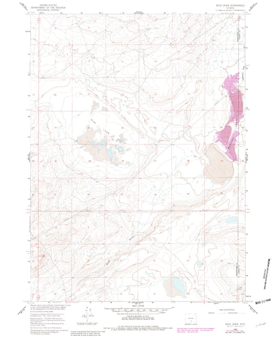 Classic USGS Buck Draw Wyoming 7.5'x7.5' Topo Map Image