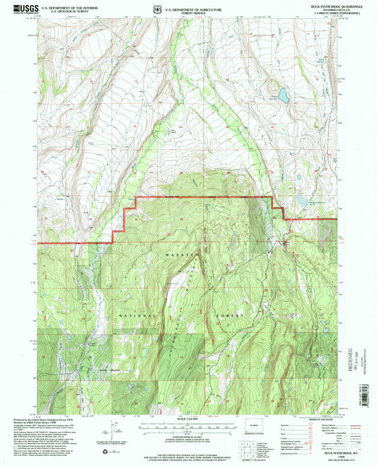 Classic USGS Buck Fever Ridge Wyoming 7.5'x7.5' Topo Map Image