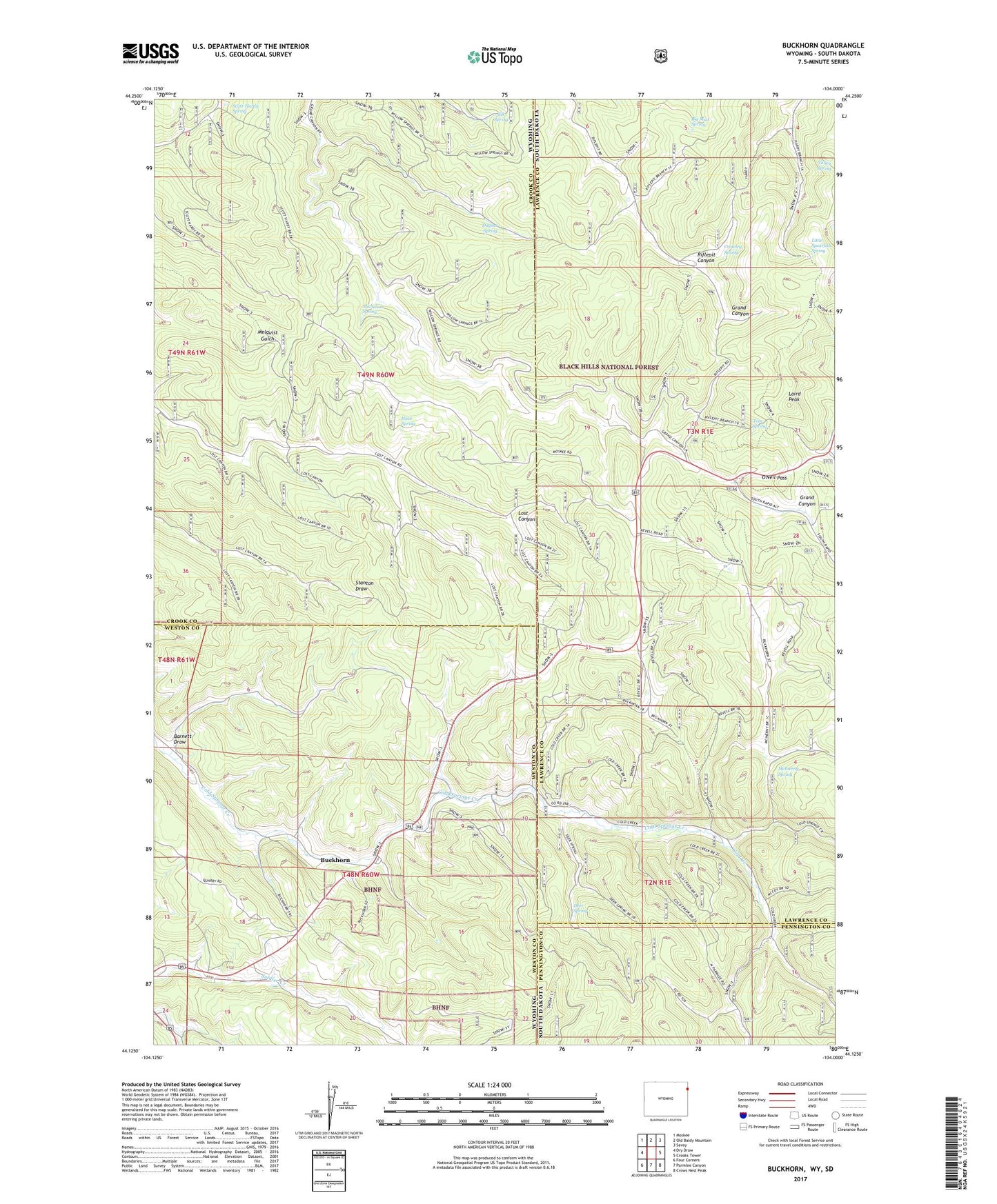 Buckhorn Wyoming US Topo Map Image