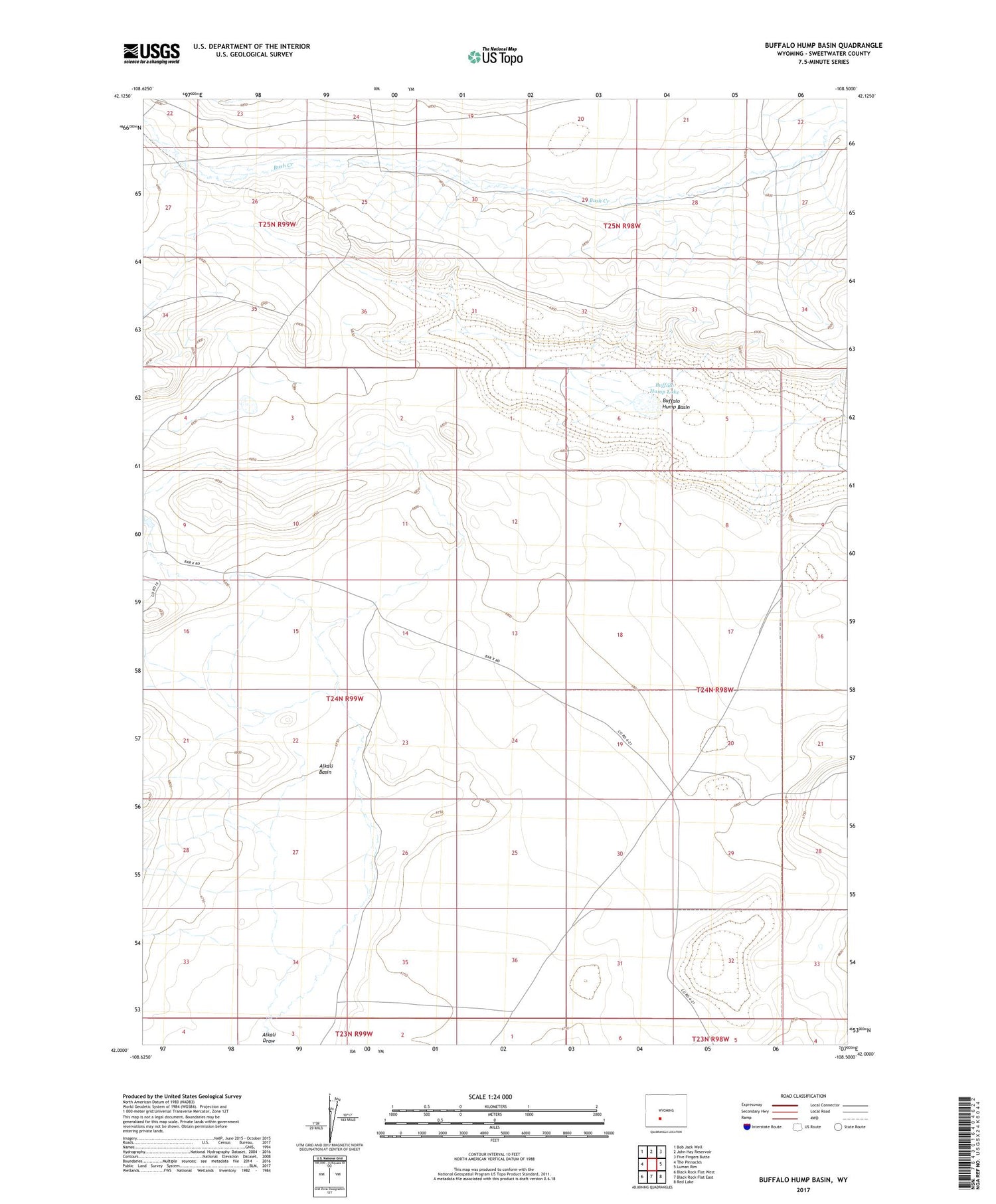 Buffalo Hump Basin Wyoming US Topo Map Image