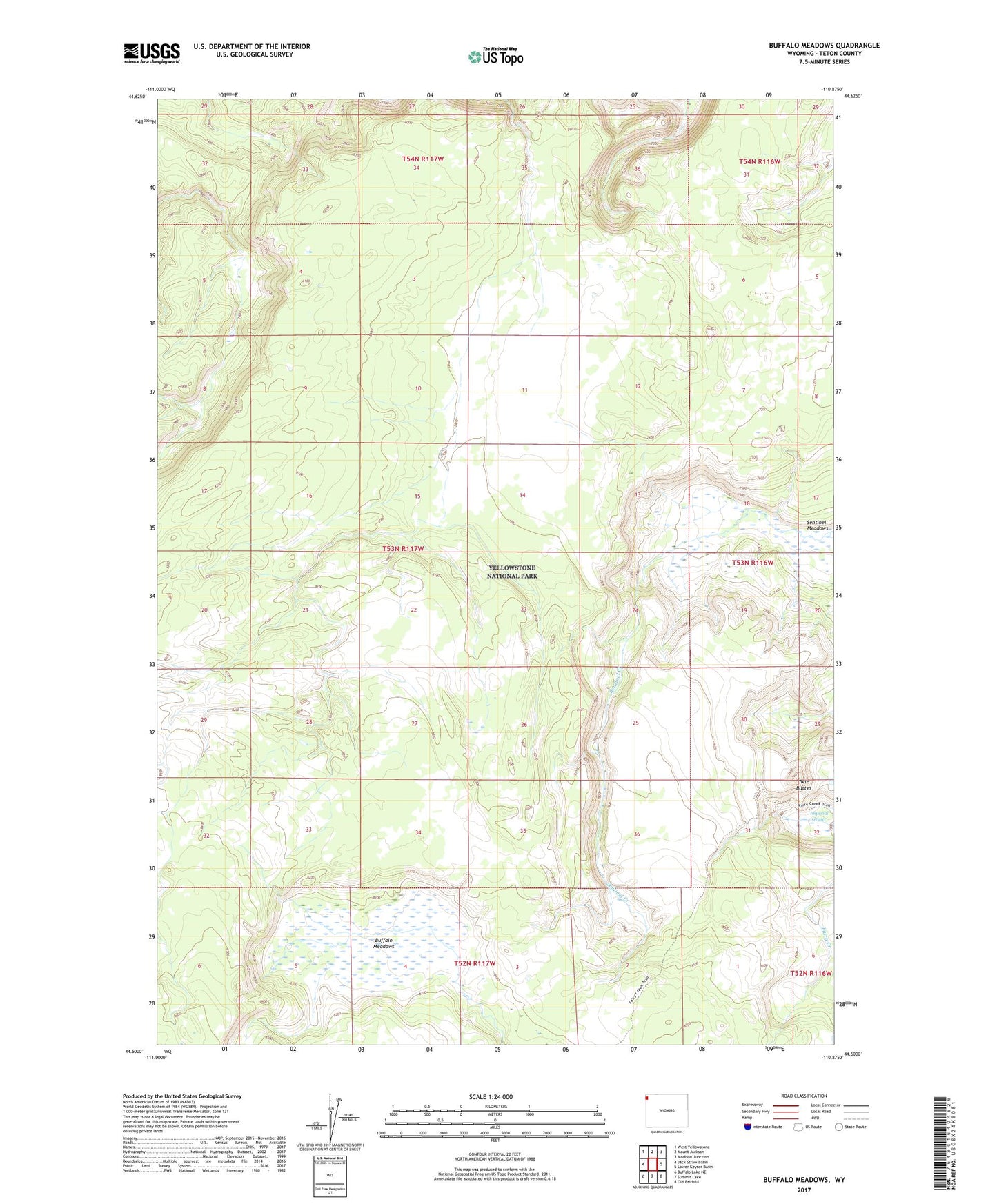 Buffalo Meadows Wyoming US Topo Map Image