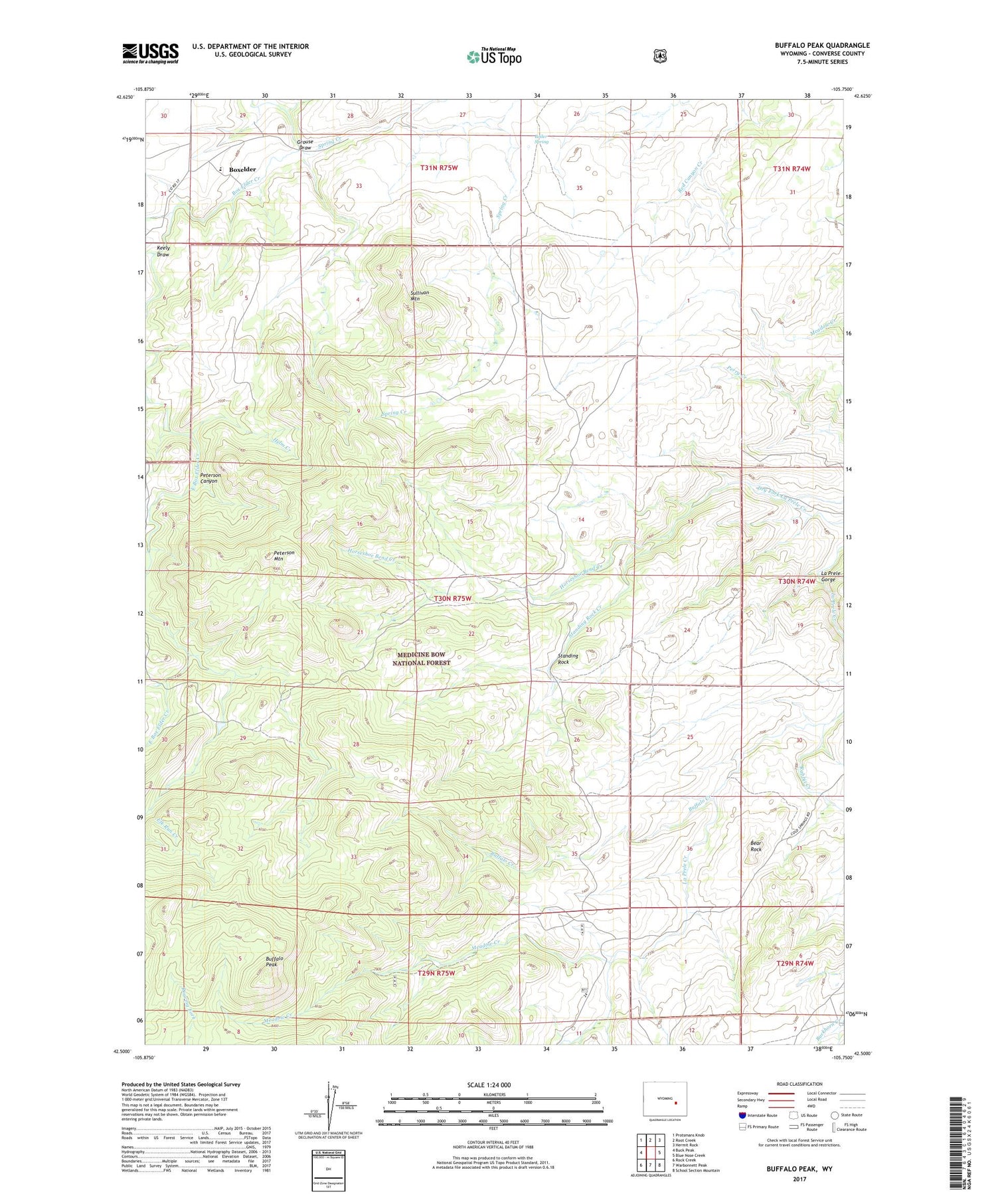 Buffalo Peak Wyoming US Topo Map Image