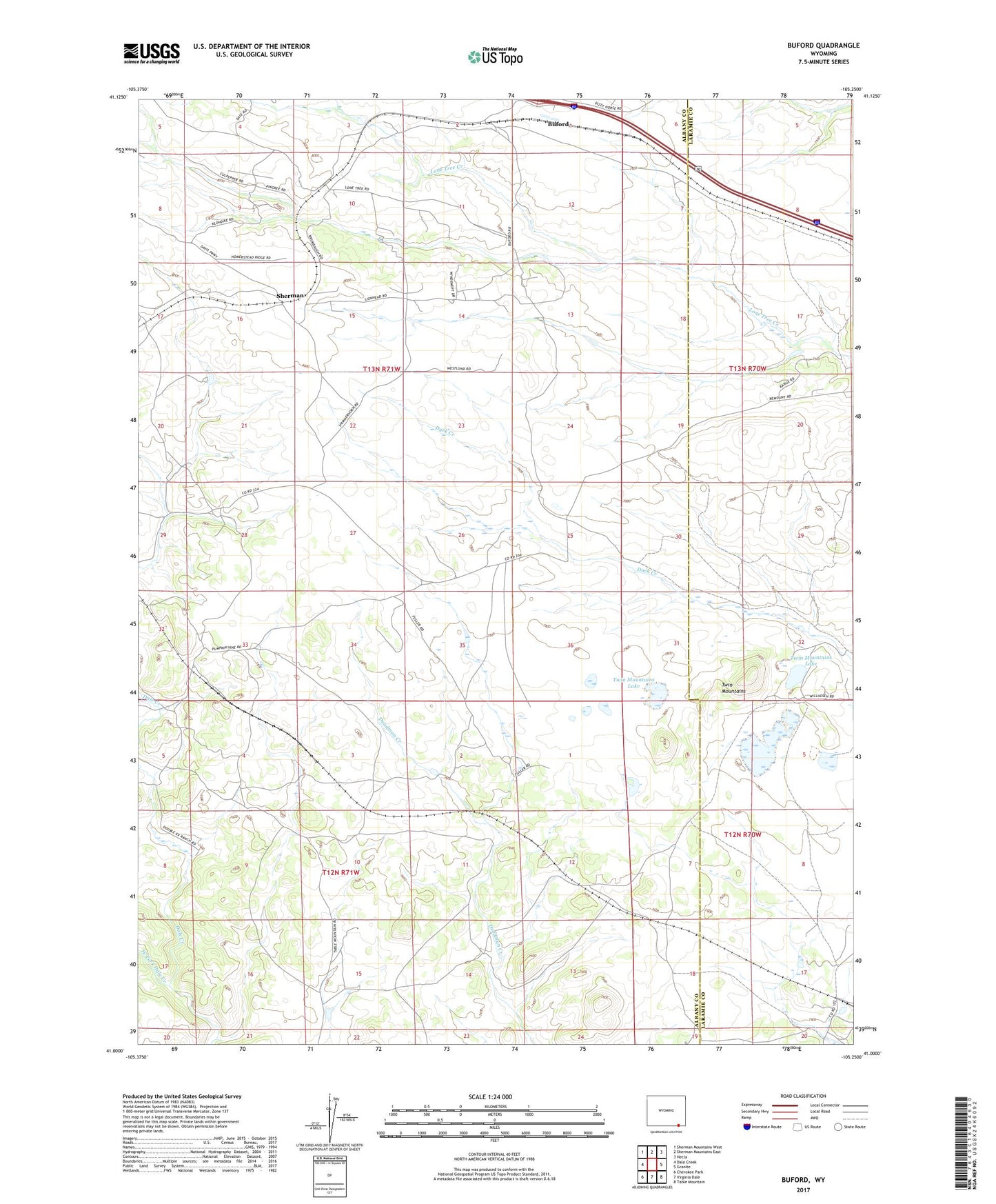 Buford Wyoming US Topo Map Image