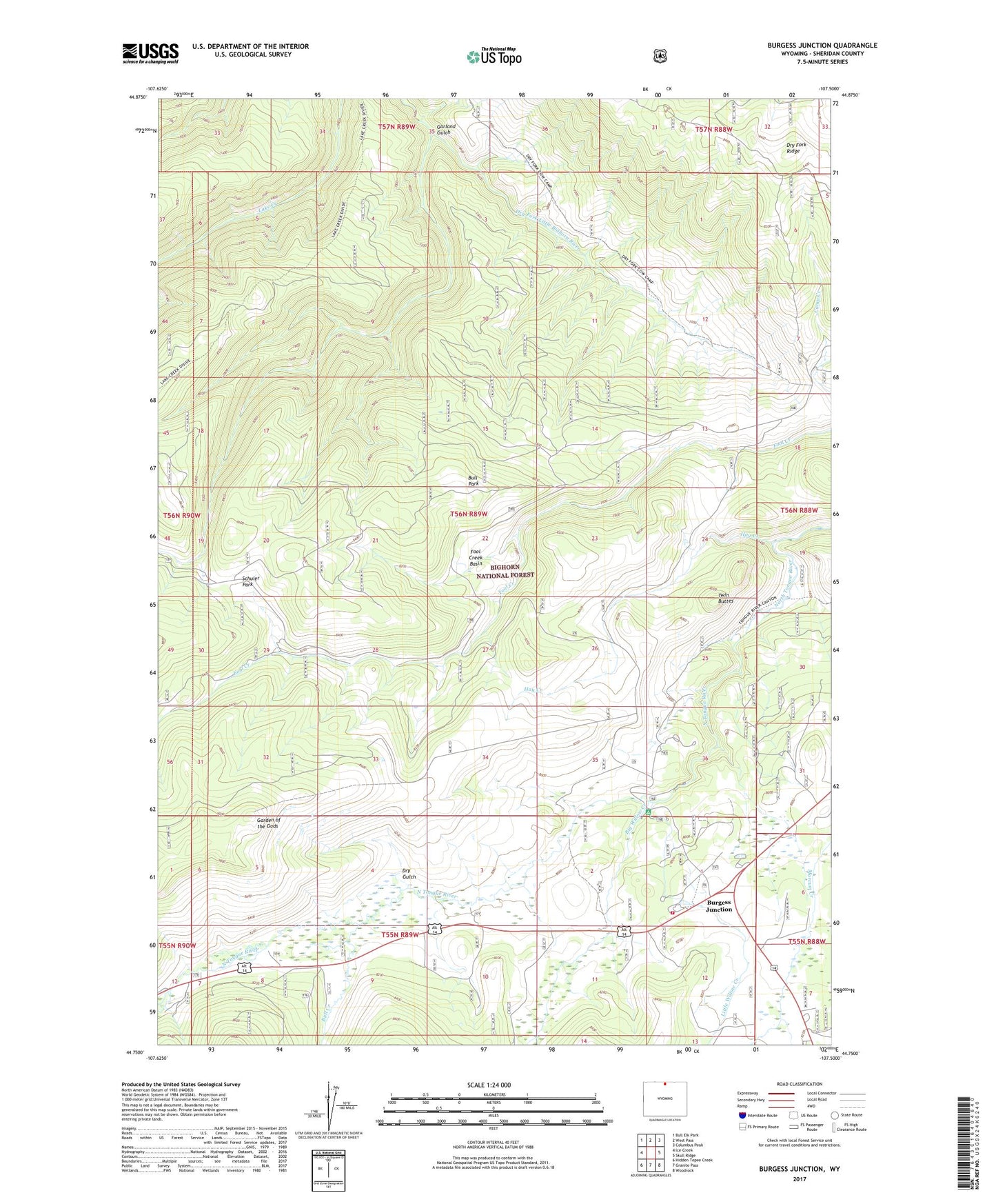Burgess Junction Wyoming US Topo Map Image