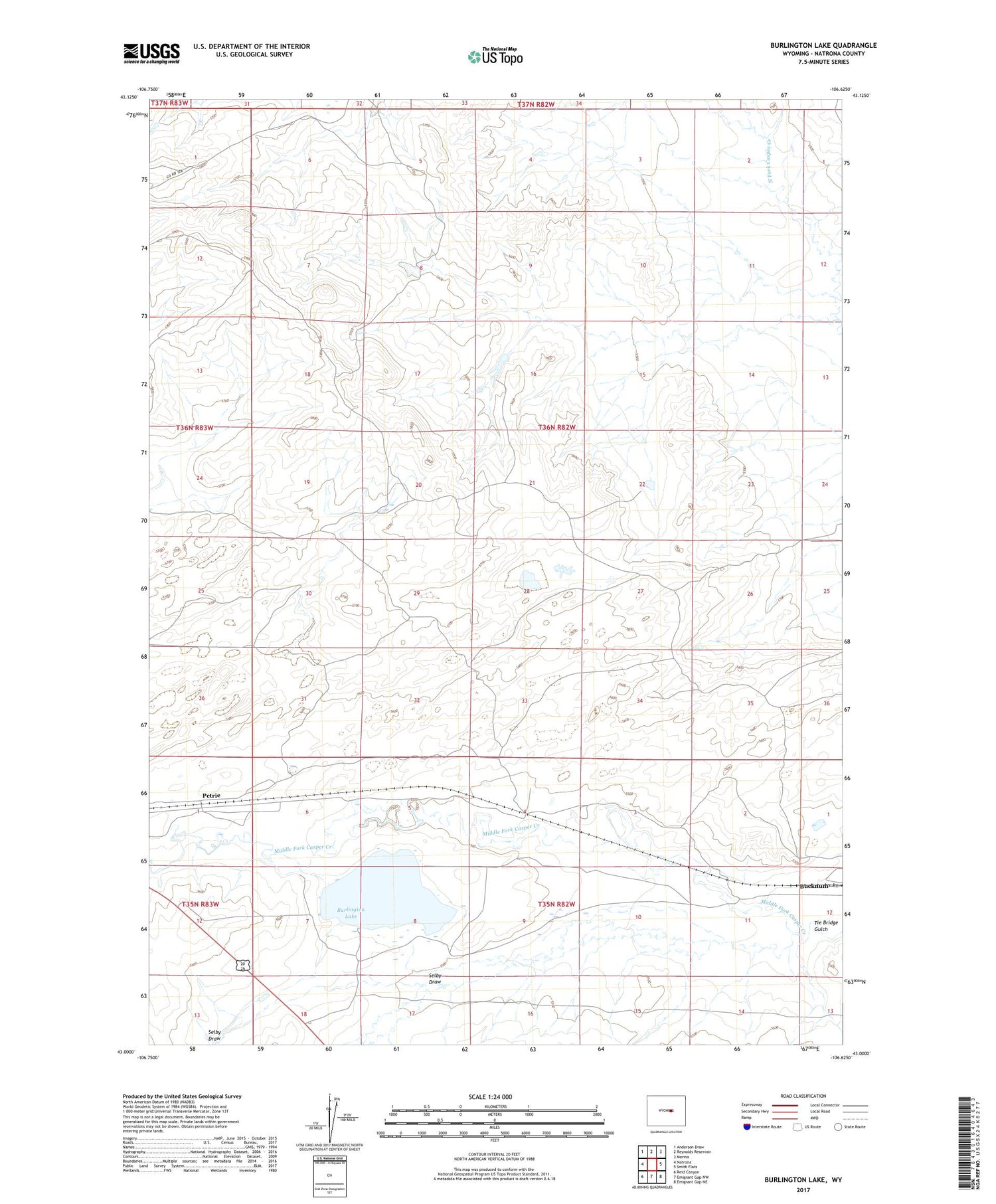 Burlington Lake Wyoming US Topo Map Image