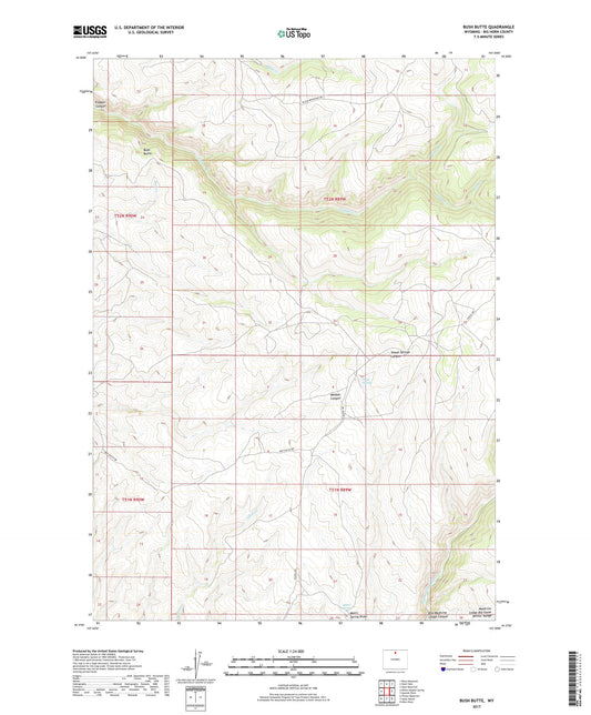Bush Butte Wyoming US Topo Map Image