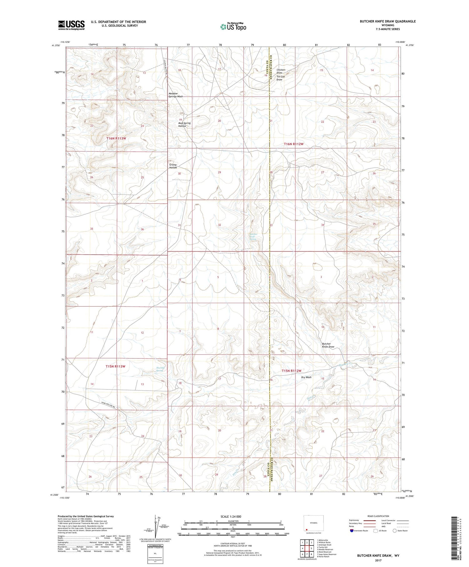 Butcher Knife Draw Wyoming US Topo Map Image