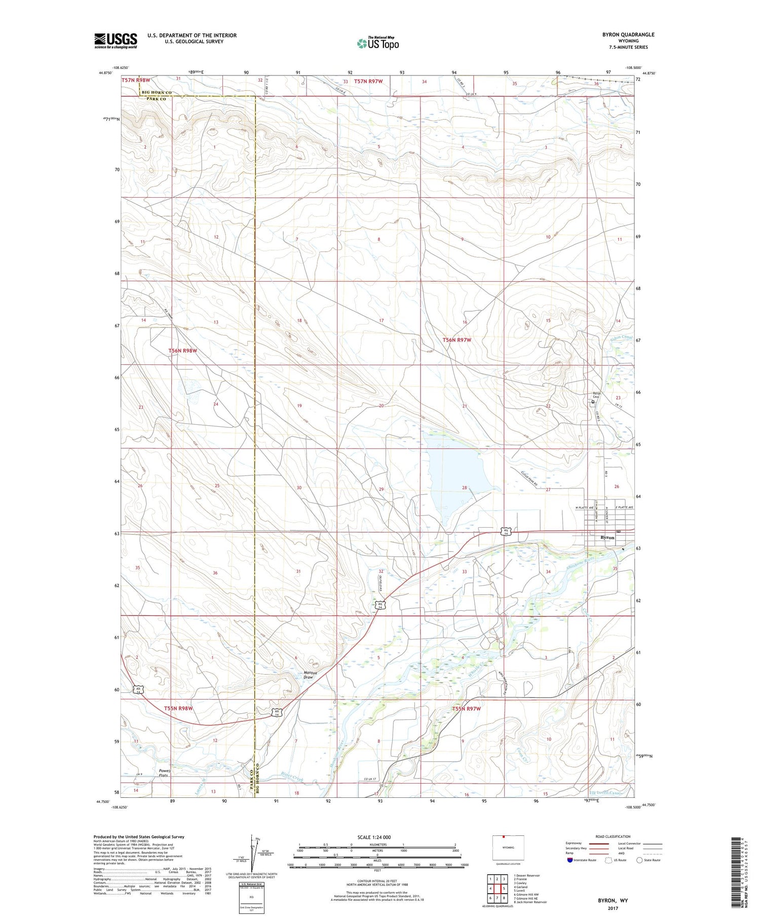 Byron Wyoming US Topo Map Image