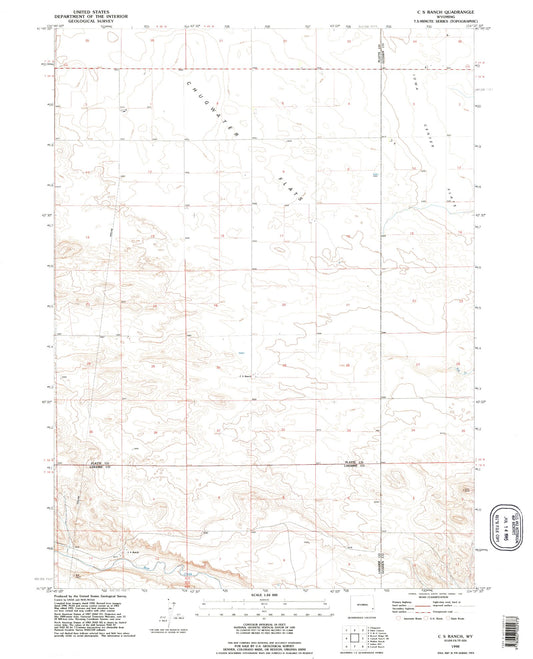 Classic USGS C S Ranch Wyoming 7.5'x7.5' Topo Map Image