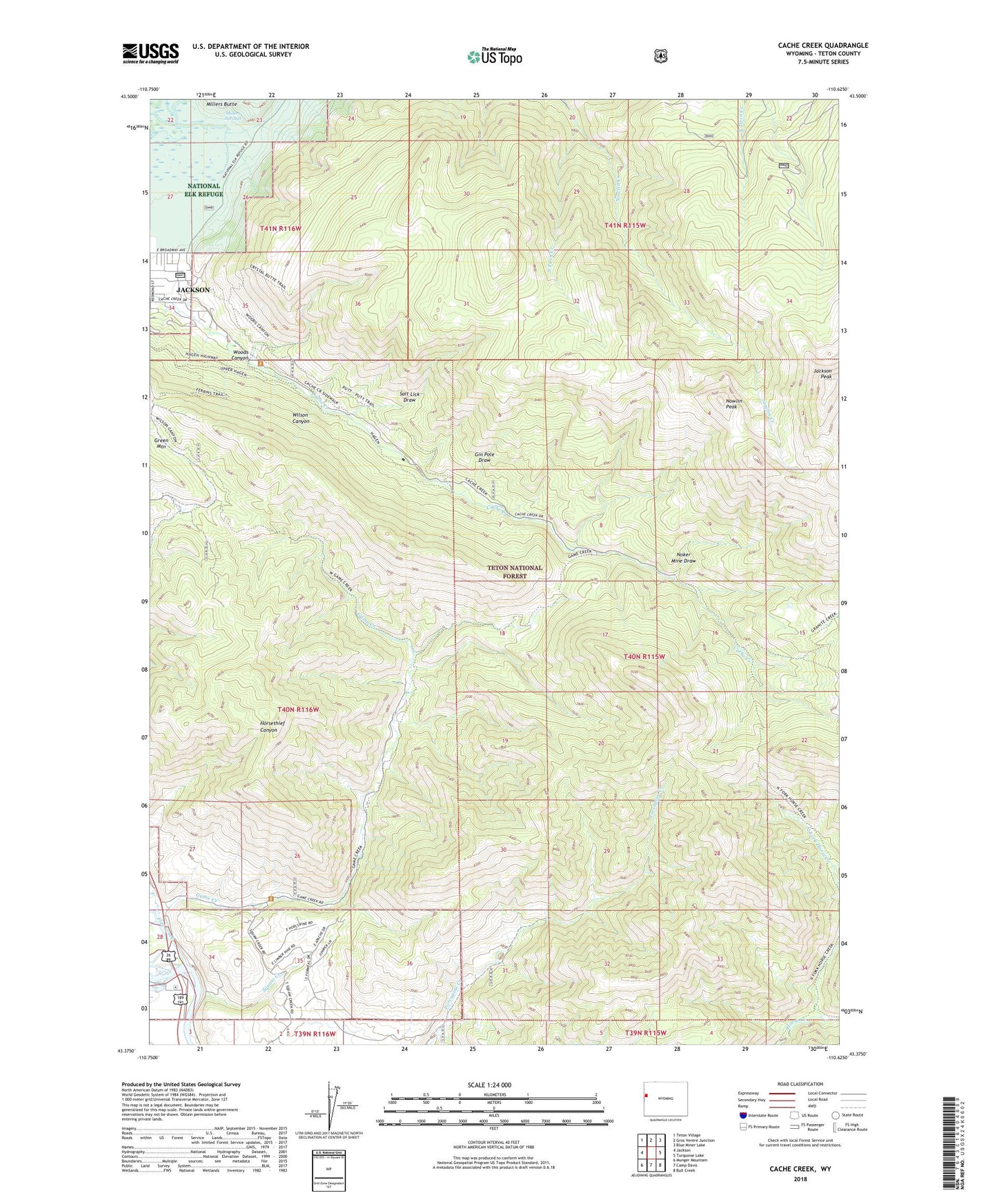 Cache Creek Wyoming US Topo Map Image