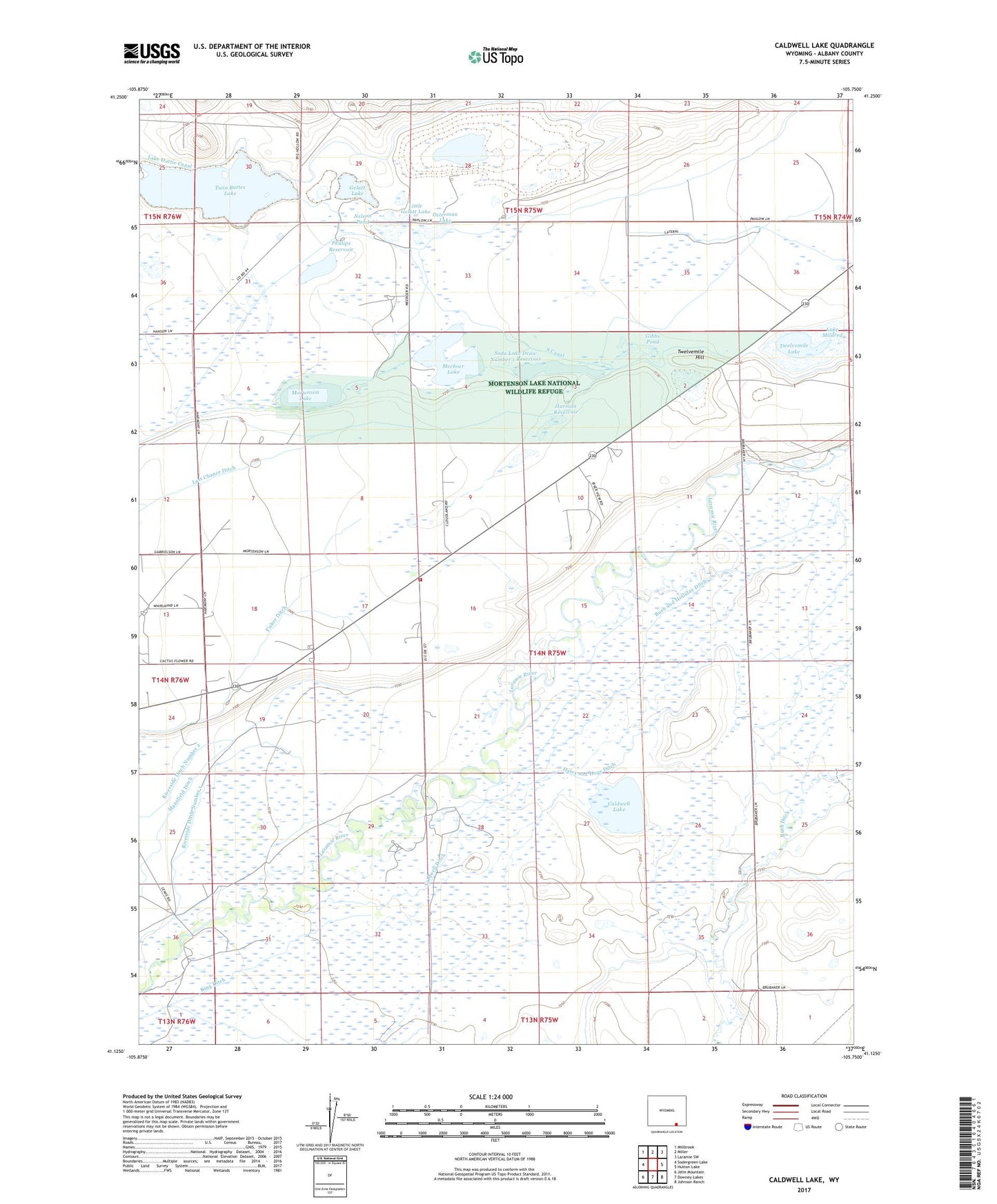 Caldwell Lake Wyoming US Topo Map Image