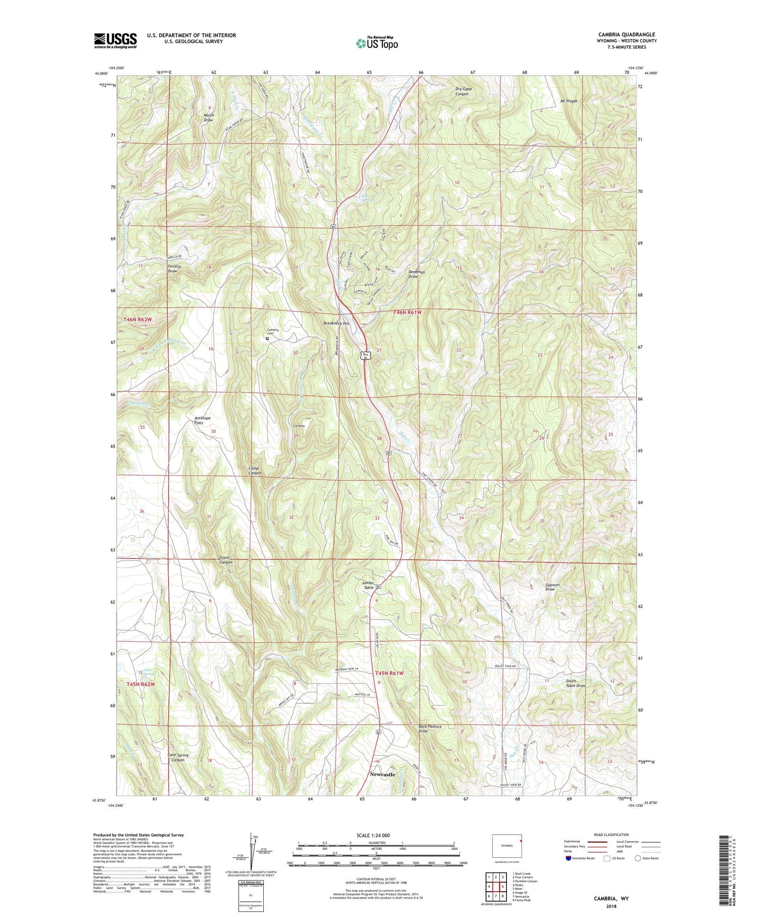 Cambria Wyoming US Topo Map Image
